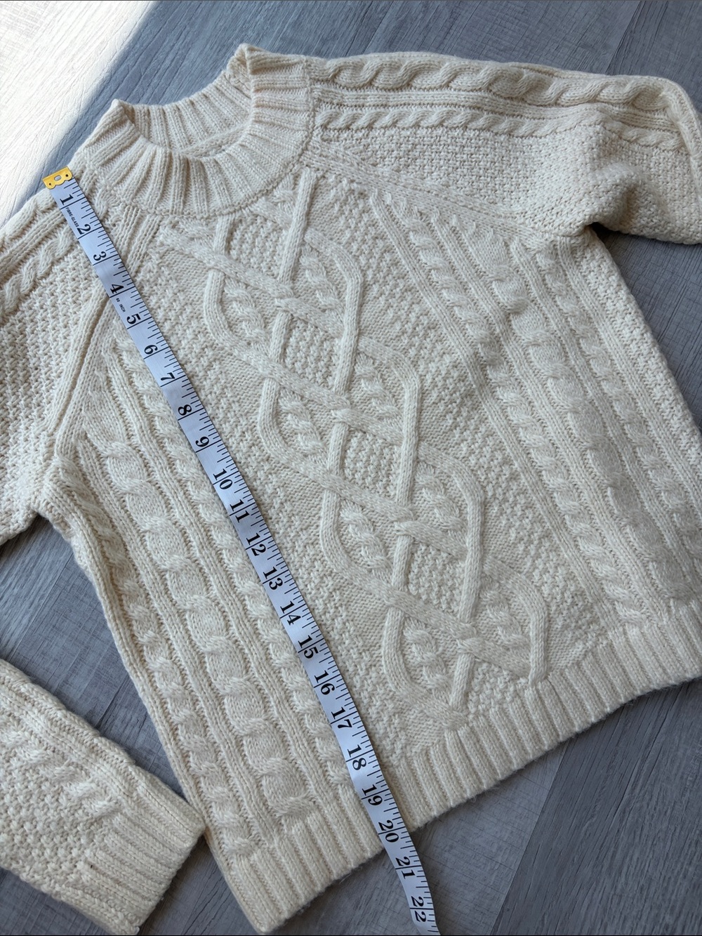 Abercrombie & Fitch Cream Cable Crew Sweater, Size XXS. - Picture 6 of 8